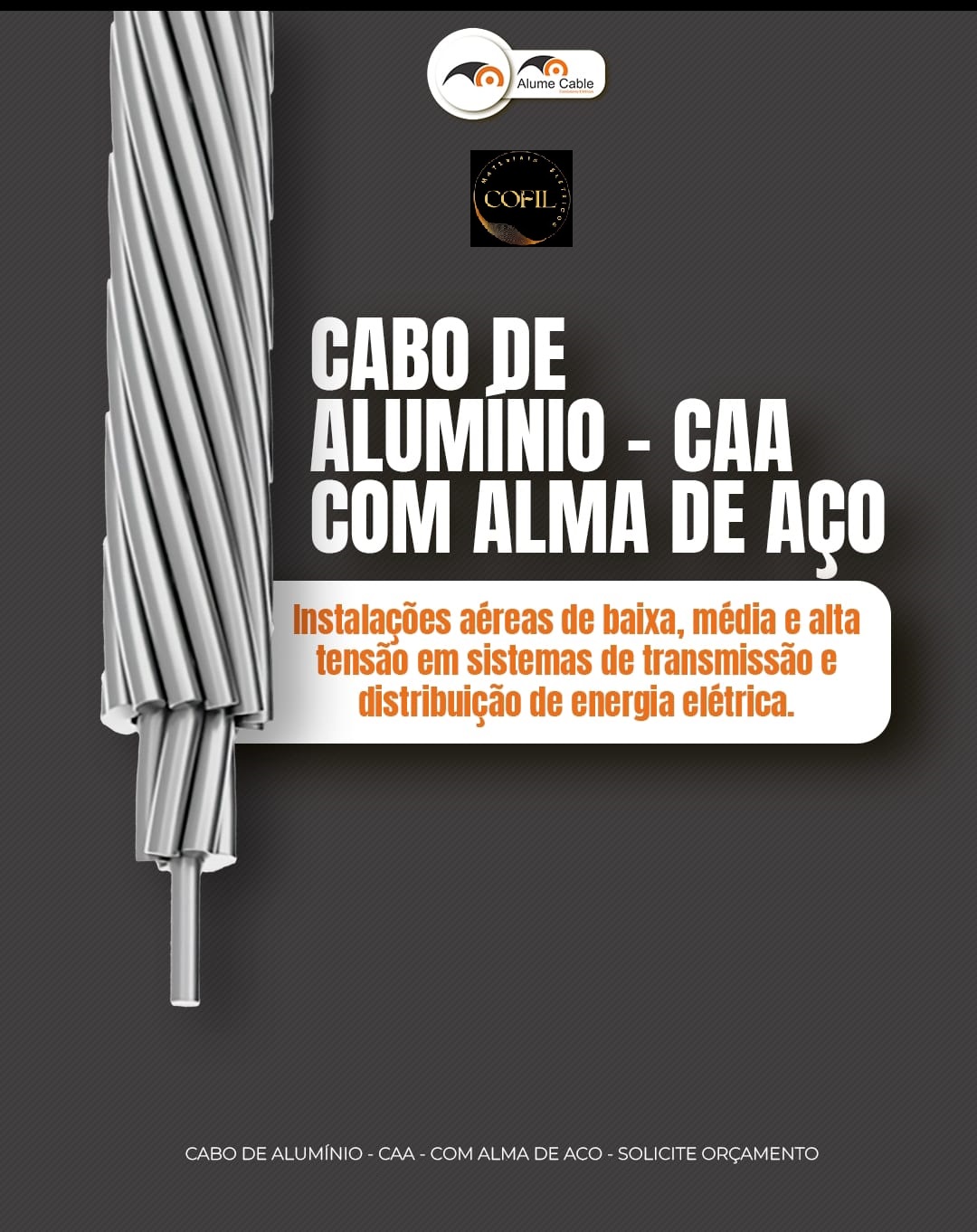 Cabo de Alumínio - CAA COM ALMA DE AÇO